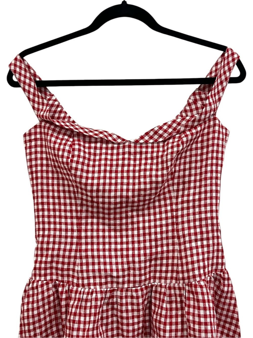 Reformation Sora Linen Dress – Tomato Check Gingham - NWT NEW - Picture 6 of 12
